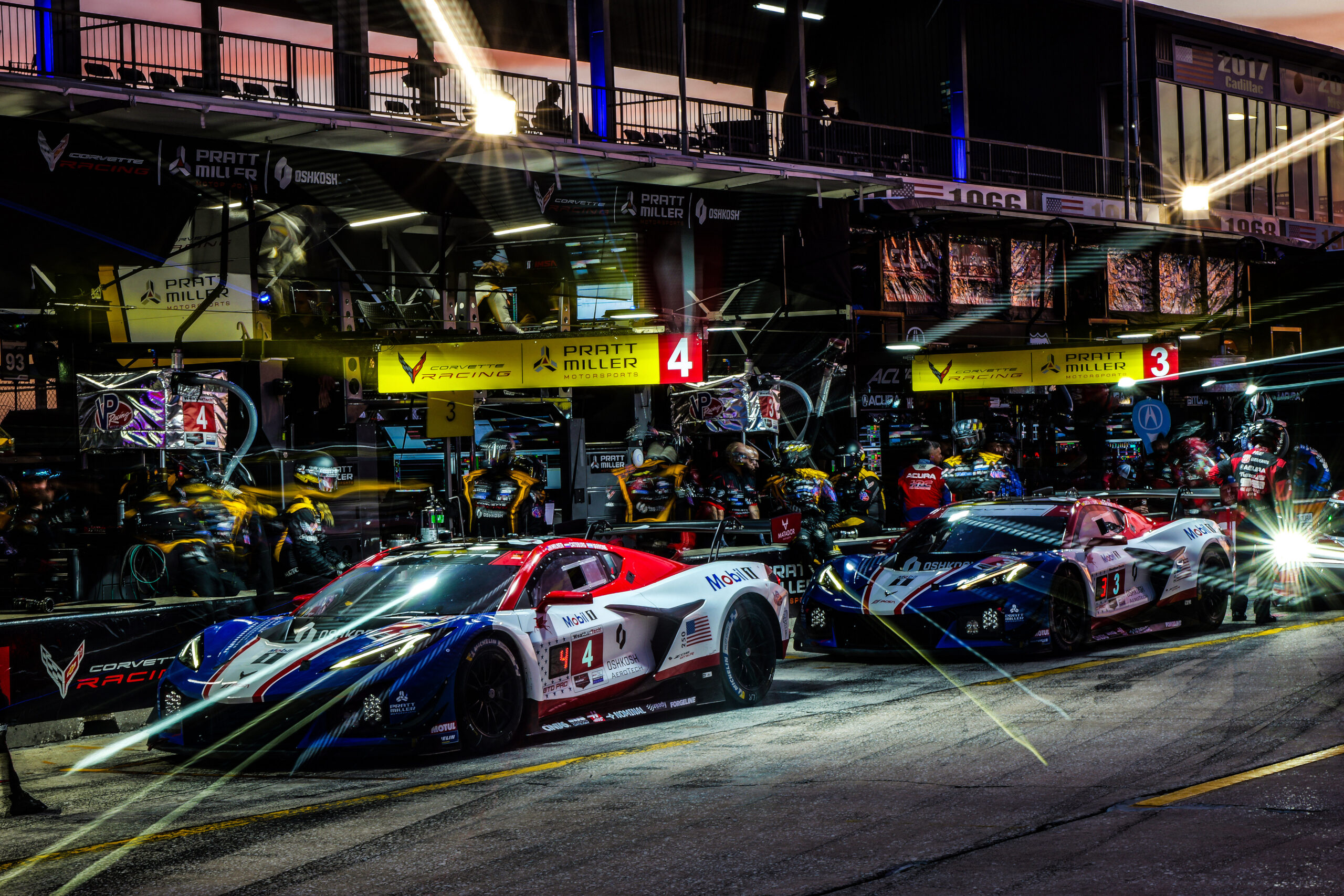 Night pit lane action